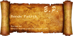 Bende Patrik névjegykártya